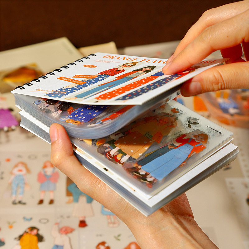 番茄酱线圈贴纸本 橘子味的少女创意卡通人物素材手账diy造景拼贴,淘宝优惠券,粉丝福利购,淘宝优惠卷