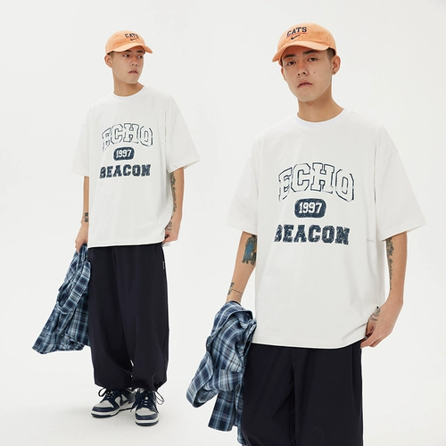 Японская футболка с коротким рукавом для влюбленных, с печатью вашего логотипа, оверсайз