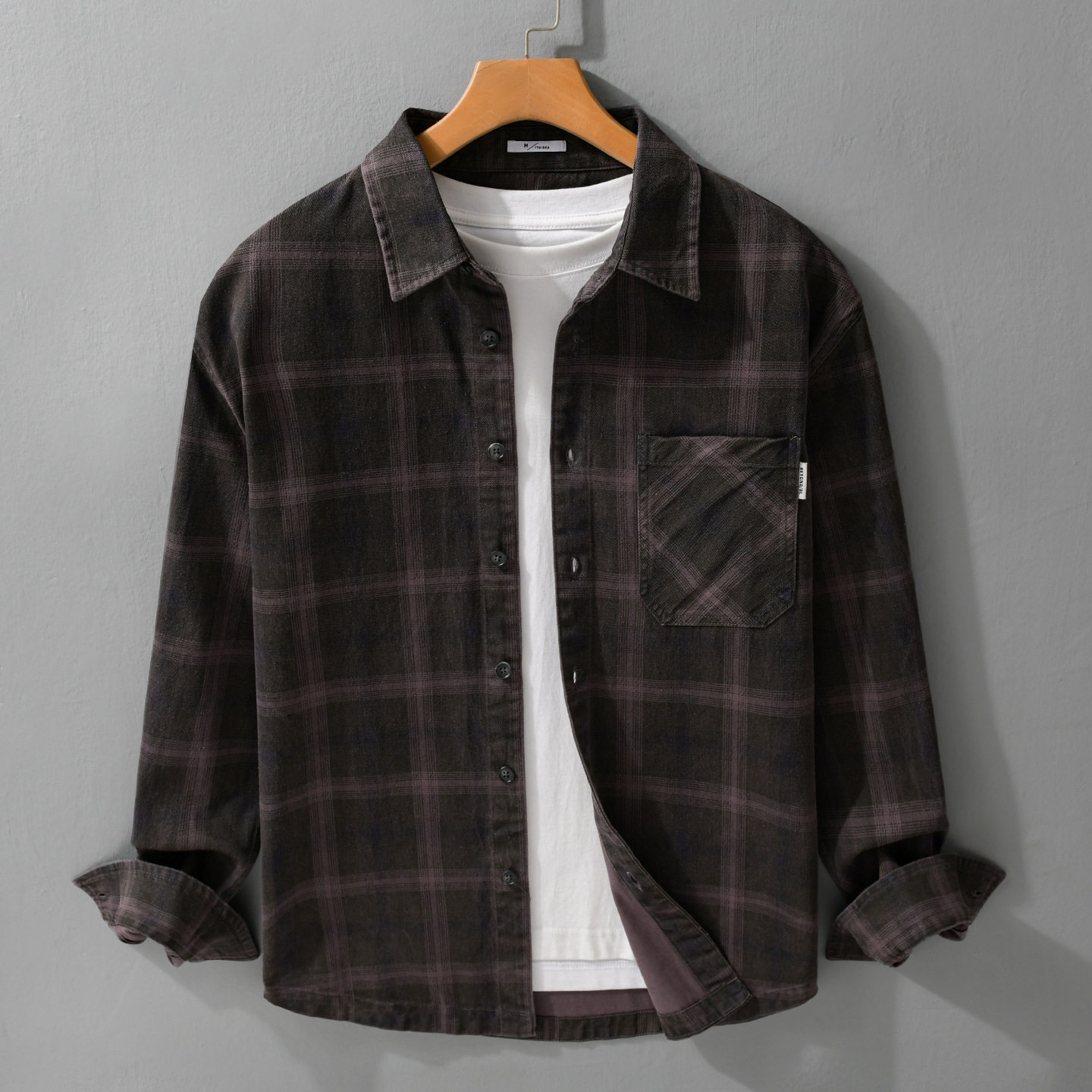 日系潮流格子长袖衬衫男士时尚百搭复古文艺休闲宽松上衣外穿衬衣,淘宝优惠券,粉丝福利购,淘宝优惠卷