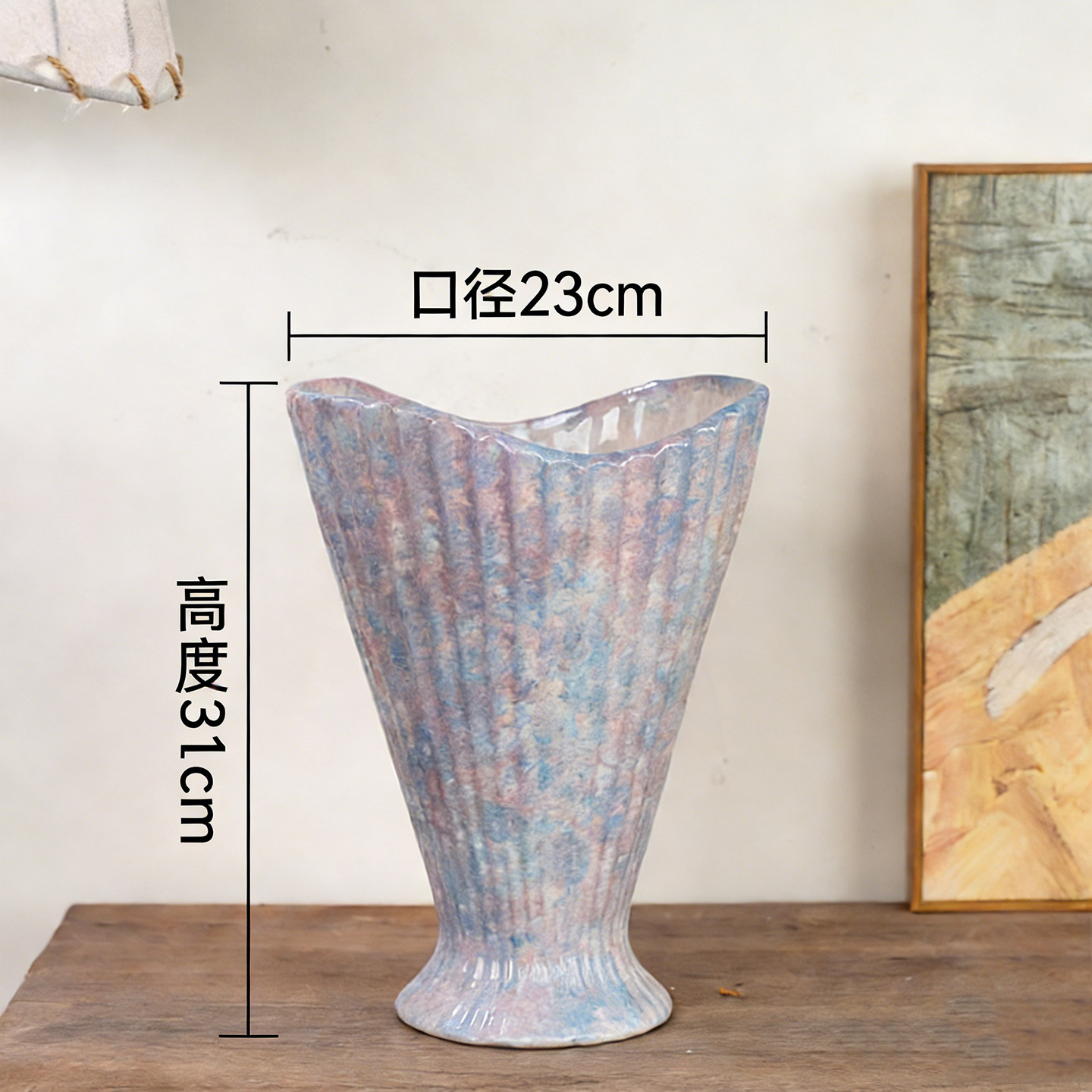 景德镇欧式紫粉贝壳陶瓷餐桌水培大花瓶摆件客厅插花轻奢高级感,淘宝优惠券,粉丝福利购,淘宝优惠卷