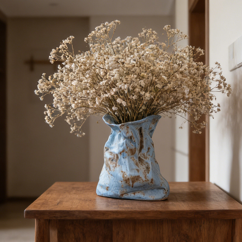 景德镇复古侘寂风陶瓷餐桌干花水培花瓶摆件客厅插花轻奢高级感,淘宝优惠券,粉丝福利购,淘宝优惠卷