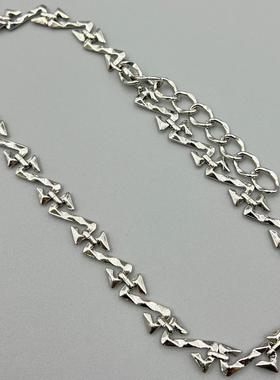 欧美复古钛钢不规则菱形项链