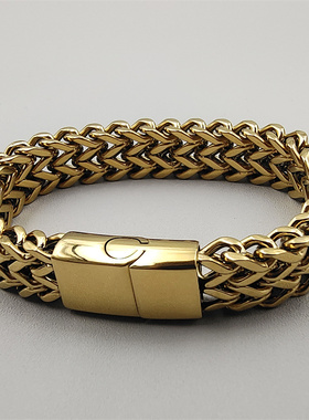 简约男士钛钢双排链条手链百搭