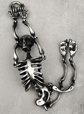 复古男士钛钢骷髅手链百搭霸气