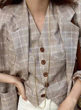 简约钛钢金色蛇骨链女毛衣链百搭