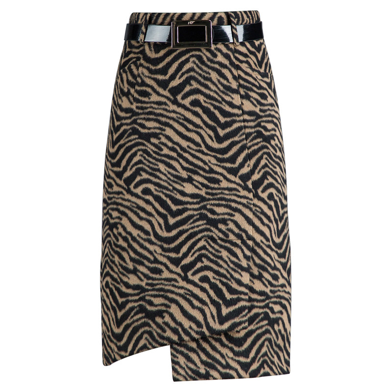 不规则豹纹毛呢秋冬2020新款半身裙 珂妃娅半身裙