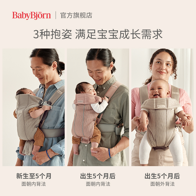 瑞典BabyBjorn婴儿背带外出简易网眼新生儿宝宝抱娃神器解放双手 - 图1