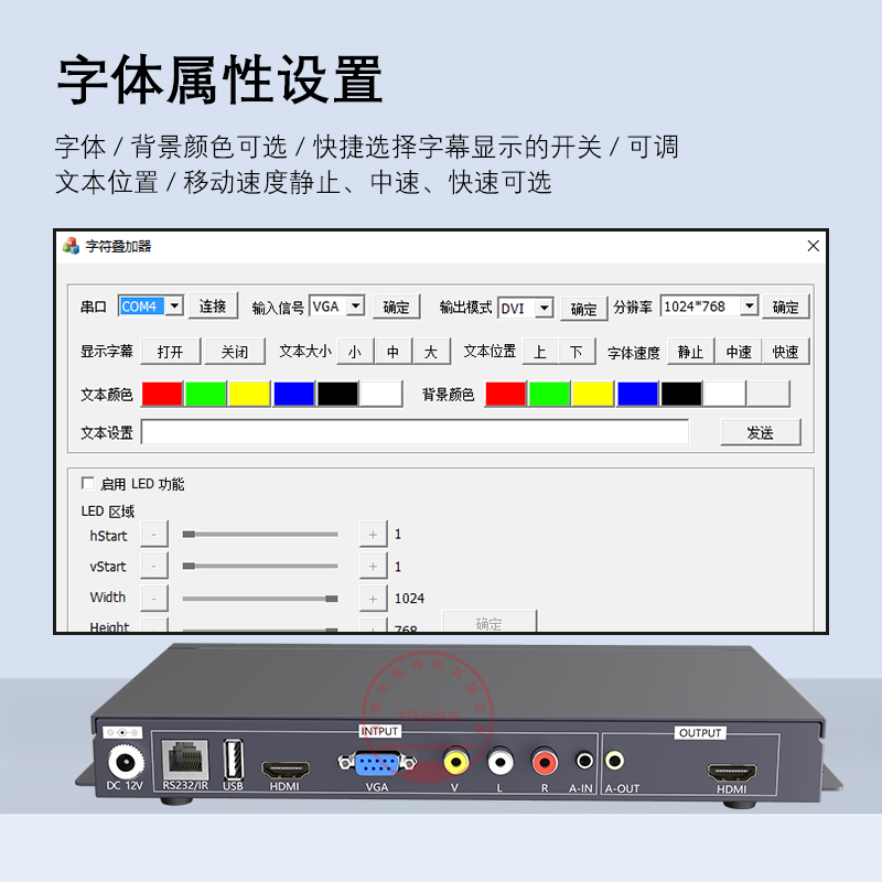 高清字符字幕叠加器画面旋转180度信号hdmi异形拼接裁剪抠图处理 - 图0