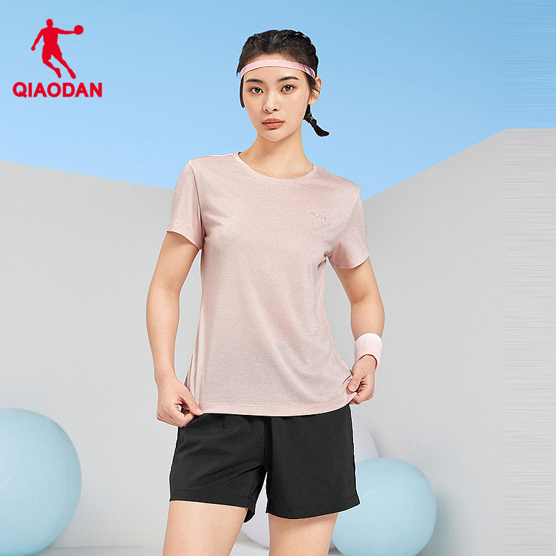 中国乔丹运动套装女2024夏季新款轻薄透气跑步短袖T恤短裤套装女 - 图0