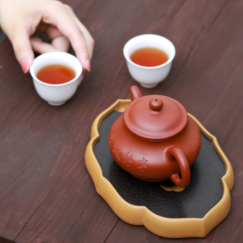 茶奉紫砂壶承干泡台 嵌入式菱花铜片茶盘 功夫茶具配件茶壶底座托 - 图3