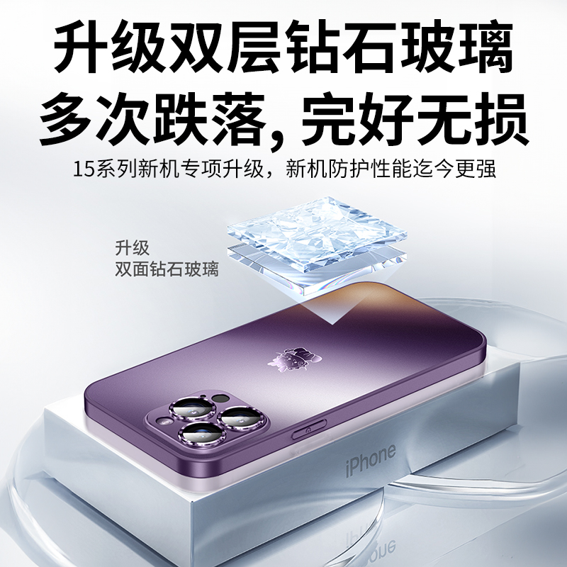 适用苹果13/15手机壳2024新款的iPhone14Pro高级感磨砂玻璃12pormax龙年女款11pm全包镜头plus硅胶防摔套男ip - 图3