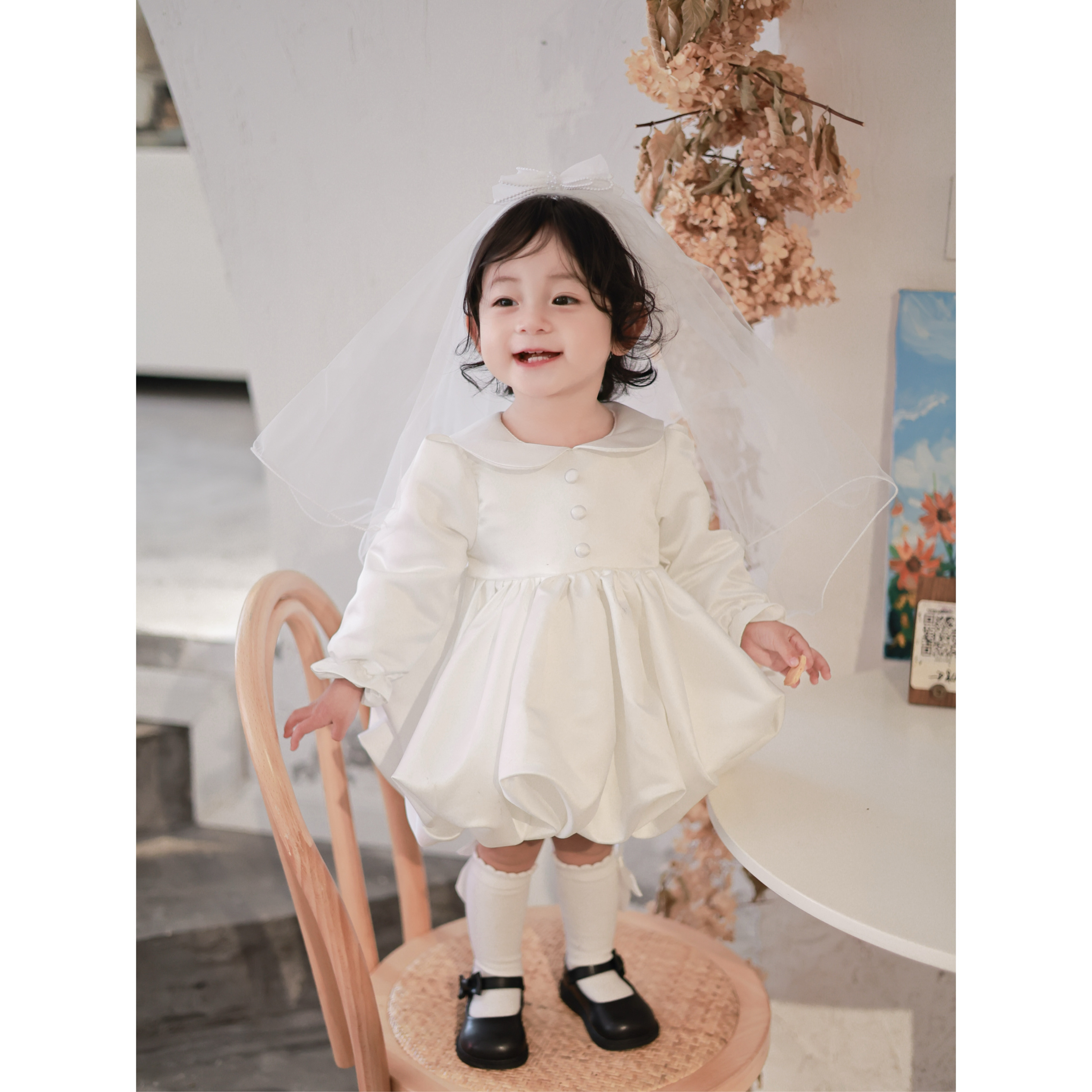 女宝宝周岁公主裙生日抓周礼服花童婚纱蓬蓬裙秋冬新款高端连衣裙 - 图3