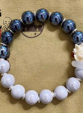 宫金箔香灰琉璃粉瓷黑白瓷手串多彩糖心琉璃龙年本命年招财手链