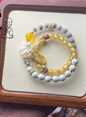 九宫八卦心咒琉璃手串金箔