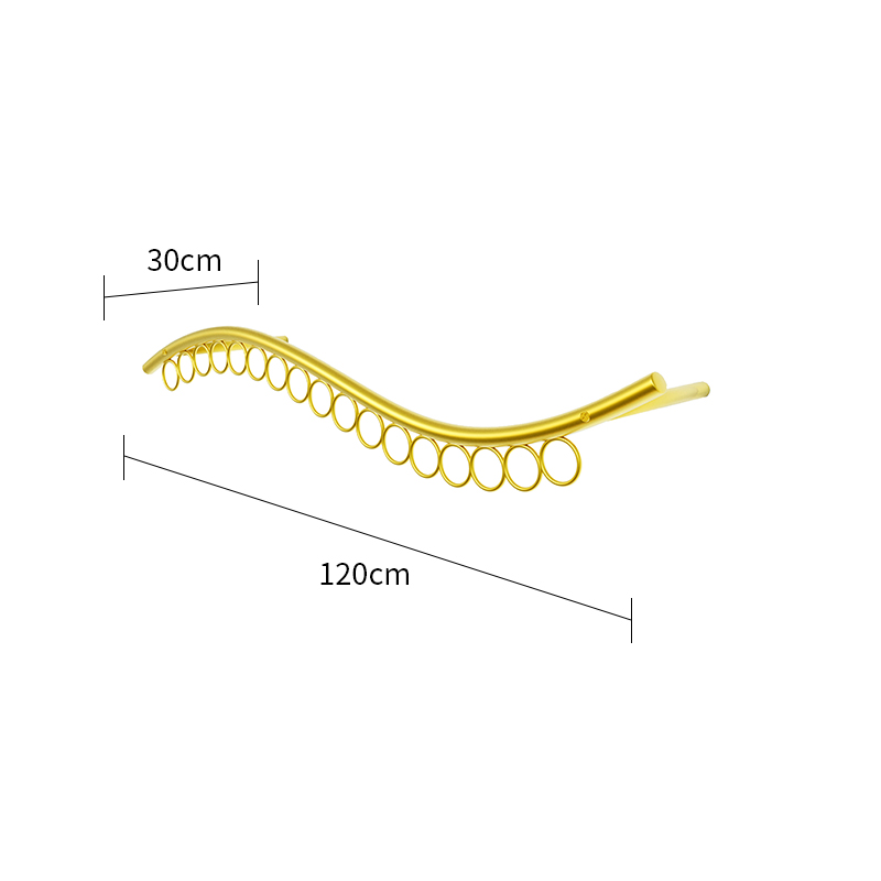 铁艺金色服装店上墙衣架展示架侧挂式壁挂式衣服架上墙置物架壁挂
