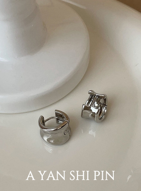 极简金属宽边素圈耳扣个性简约冷淡风小众独特设计通勤百搭耳环女