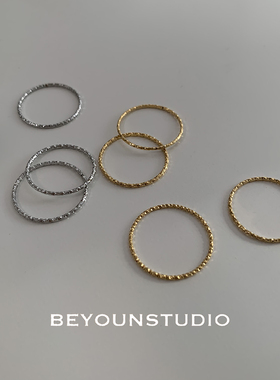 ZUORAN 高保色纹理细款闪光满天星戒指女时尚叠戴日常百搭款RF117