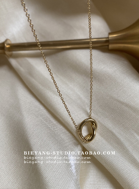 ZUORAN 时尚小众轻奢18K金打结个性简约气质ins高级感钛钢项链N28