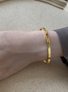 光面开口简约手镯钛钢时尚女