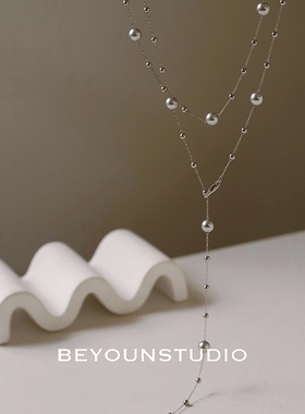 小众精致气质锁骨链别样灰珍珠