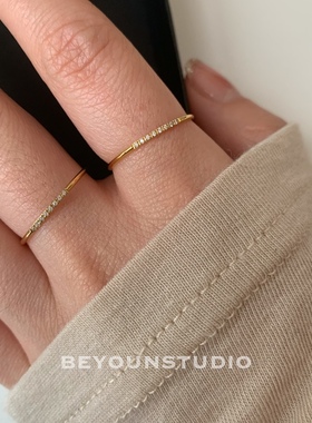 细款18k金戒指钛钢小众