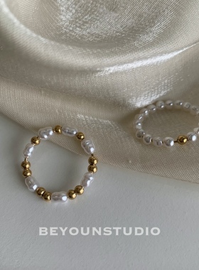 高级感串珠戒指叠戴ins温柔女