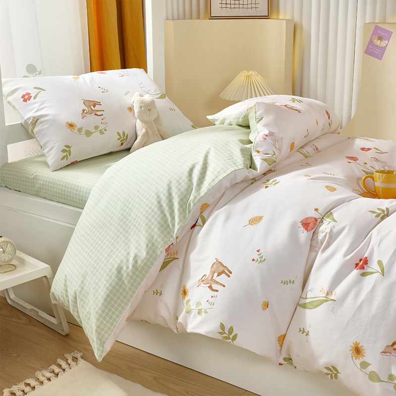纯棉床单三件套床上用品单人床学生宿舍全棉被罩被套被单床品夏季 - 图0