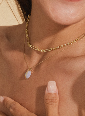 Stanza流云吊坠 项链吊坠蕾丝蓝玛瑙 14k金女款2025新款 小众叠戴