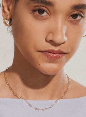 【明星同款】Stanza简尚回形针项链锁骨链14k金男女同款百搭高级