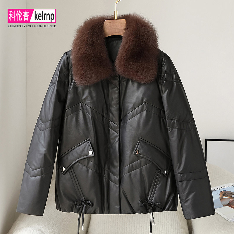 真皮羽绒服女短款2025冬新狐狸毛领显瘦保暖洋气海宁绵羊皮衣外套,淘宝优惠券,粉丝福利购,淘宝优惠卷