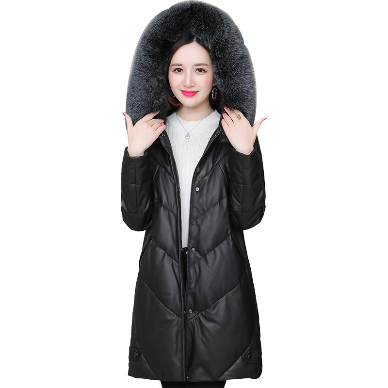 真皮羽绒服女中长2026新款冬复古中年妈妈海宁狐狸毛绵羊皮衣外套