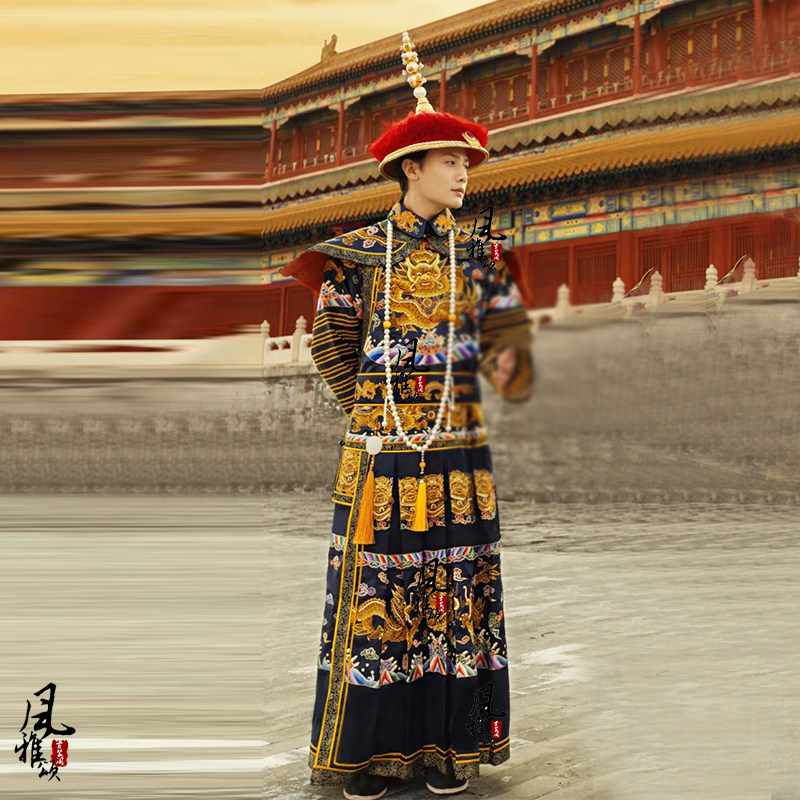 清朝皇帝服皇后太后朝服吉服满族宫廷龙袍凤袍古装故宫亲子写真服_虎窝淘