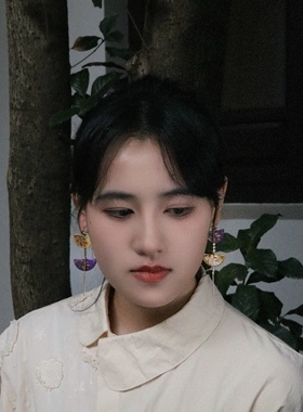 山印集手绘【叠扇·复】紫金传统新中式流苏扇形耳环耳钉耳夹送礼