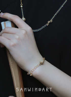 新中式国风桂花白水晶手链