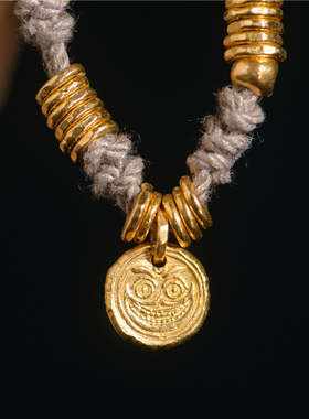 手工錾刻古法黄金喜兽盘缠金手串