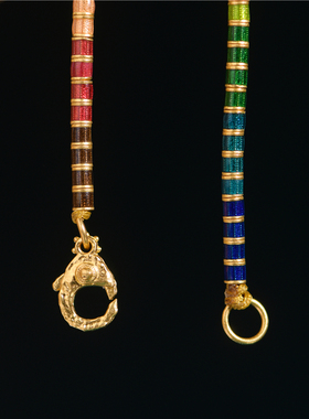 手工錾刻古法黄金烧蓝多彩手串