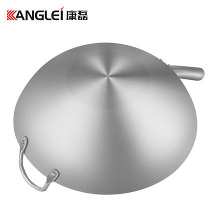 康磊不粘锅炒锅不锈钢炒菜锅家用圆底厨师商用厨房锅具 - 图0