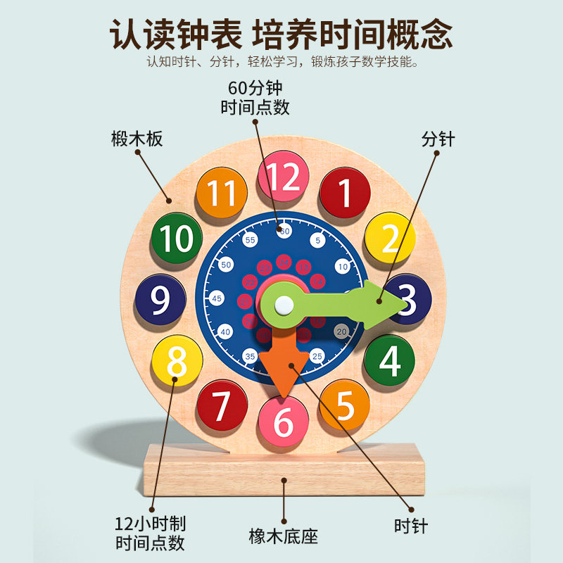 儿童数字时钟教具玩具闹钟小学生认识时间学习专用钟表模型一年级