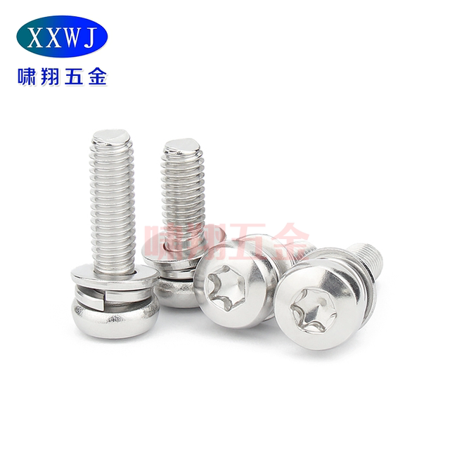 304 stainless steel plum blossom pan head three combination screws