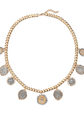 欧美大牌轻奢设计感钱币金属项链