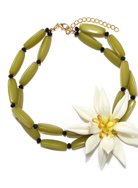 2024秋冬原创设计花朵气质百搭项链套装 甜美气质街拍度假风手镯