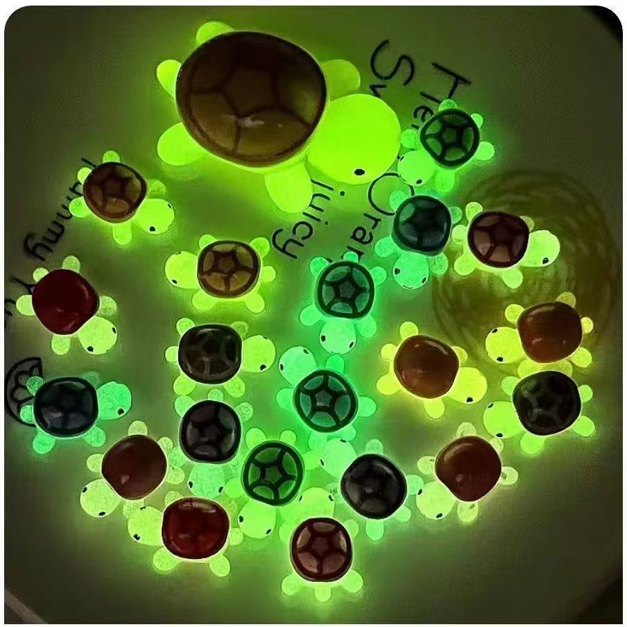 大号夜光彩色小乌龟树脂仿真大乌龟摆件儿童玩具礼物盲盒桌面摆件