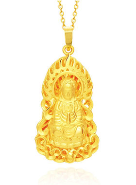 仿黄金镂空火焰弥勒佛吊坠项链
