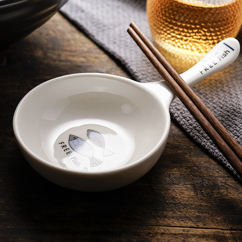吃播手拿碟 嗦螺蛳粉神器创意纯白陶瓷佐料碟子调味碟调料小碟子 - 图3