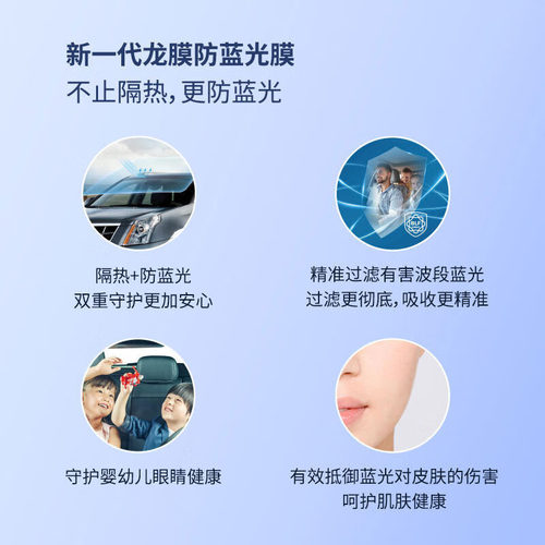 龙膜汽车玻璃膜车窗贴膜畅悦75太阳膜防晒隔热全车膜防蓝光系列 - 图2