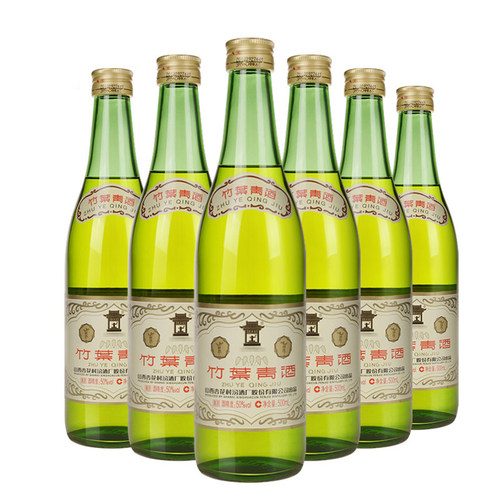 杏花村汾酒 50度复古竹叶青酒500ml*6瓶 玻竹国产露酒整箱装 - 图0