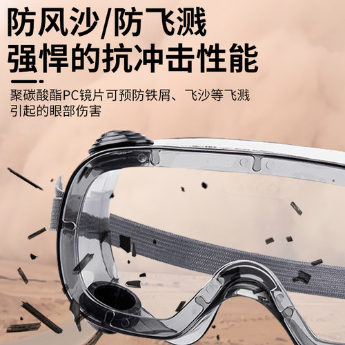 代尔塔护目镜防风沙工业劳保防飞溅化学实验室专用可戴近视眼镜 - 图3