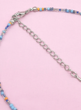 原创不掉色成人儿童亲子项链蓝色水晶球宝石水晶项链米珠女孩项链