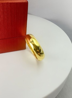 火烧古法黄金色不掉色素圈女戒