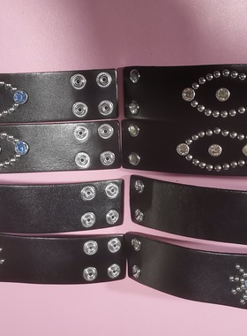 阿美咔叽风铆钉手环真皮手腕带 宽度3.8厘米